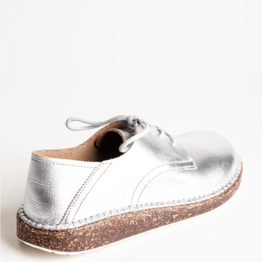 Birkenstock Gary Metalic Silver Lace-Up loafers new no box size 9.5 - Picture 3 of 12